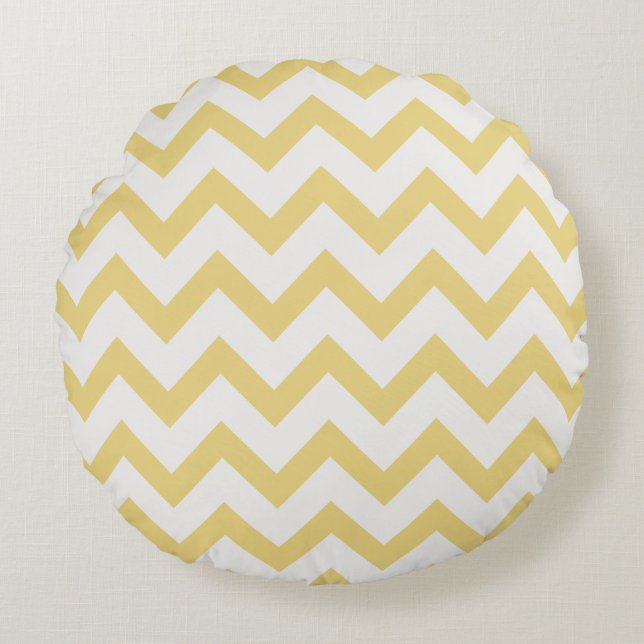 Coussins Ronds Motif moderne pastel jaune et blanc chevron (Devant)
