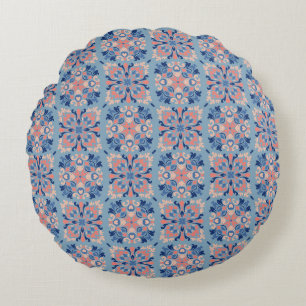 Coussins Ronds Motif Mosaïque Bleu Poussiéreux