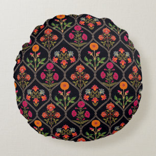Coussins Ronds motif mughal Kani Look ornement motif multi-colo