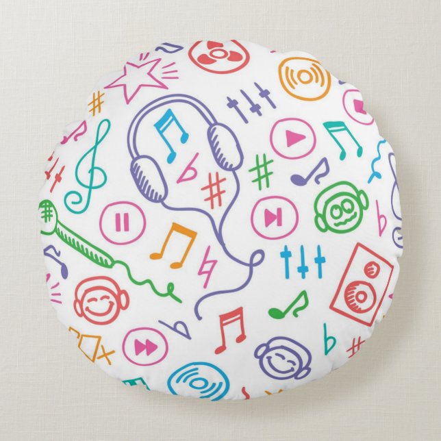 Coussins Ronds Motif musical (Devant)