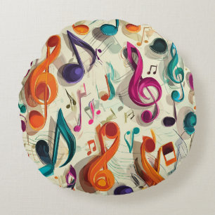 Coussins Ronds Motif musical coloré