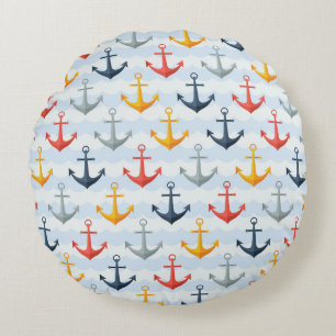 Coussins Ronds Motif nautique avec des Ancres