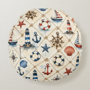 Coussins Ronds Motif nautique côtier sans couture