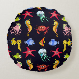 Coussins Ronds Motif nautique fabuleux avec une mer orange amusan