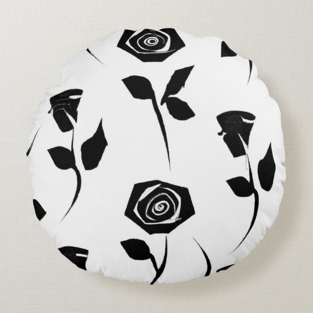 Coussins Ronds Motif noir et blanc (Devant)