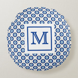 Coussins Ronds Motif Œil Maléfique Moderne à Monogramme Personnal