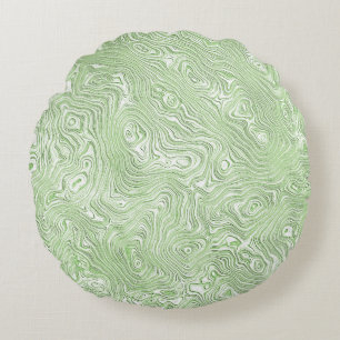 Coussins Ronds Motif ondulé abstrait vert citron pâle