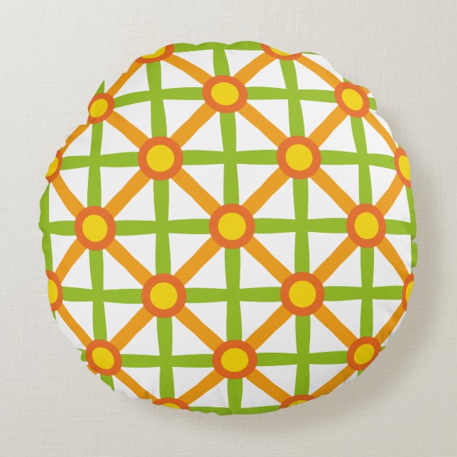 Coussins Ronds Motif orange et jaune inspiré par Retro (Devant)