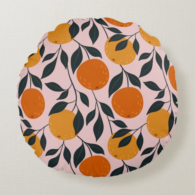 Coussins Ronds Motif orange vibrant (Devant)