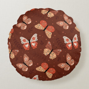 Coussins Ronds Motif Papillon Bohème - Décoration d'Intérieur Aut