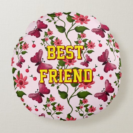 Coussins Ronds Motif papillon floral personnalisé et sur mesure  (Devant)