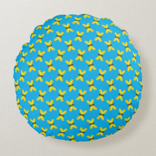 Coussins Ronds Motif Papillons Jaunes