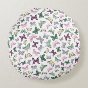 Coussins Ronds Motif Papillons Volants Délicats