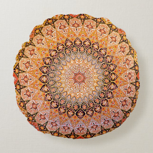 Coussins Ronds Motif persan vintage d'accent oriental (Devant)