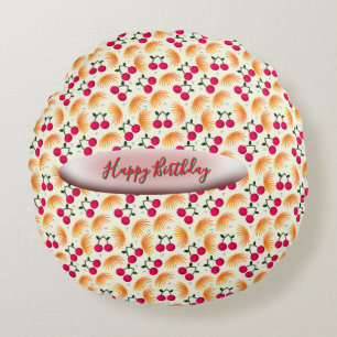 Coussins Ronds Motif personnalisé de cerisier floral orange