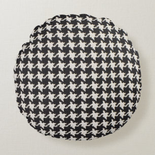 Coussins Ronds Motif Pied-de-Poule Noir Blanc