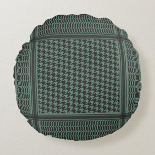 Coussins Ronds Motif pied-de-poule olive moderne atténué