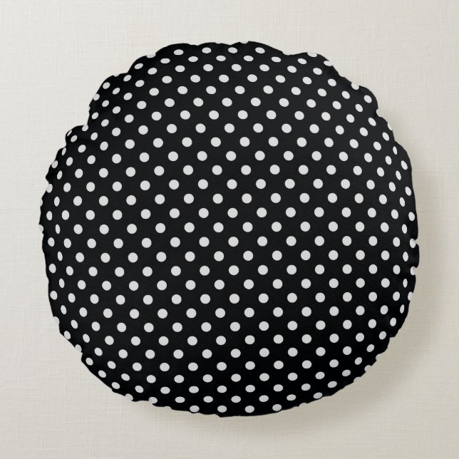 Coussins Ronds Motif Pois noir blanc (Devant)