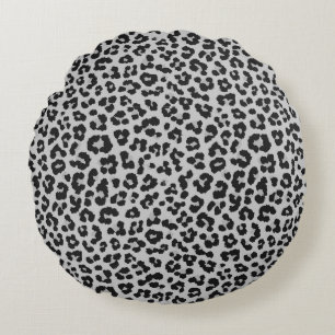 Coussins Ronds Motif Poster de animal de Grey Grey Ash Leopard Ch
