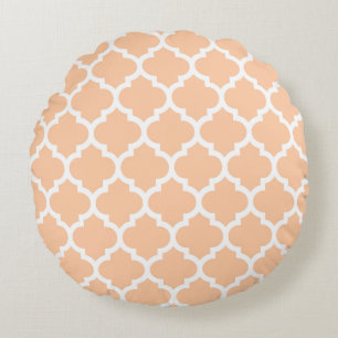 Coussins Ronds Motif Quatrefoil Marocain Blanc et Pêche #5