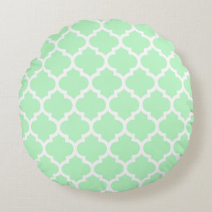 Coussins Ronds Motif Quatrefoil Marocain Blanc Menthe #5