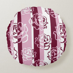 Coussins Ronds Motif rayé avec des roses