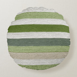 Coussins Ronds Motif rayé vert et crème