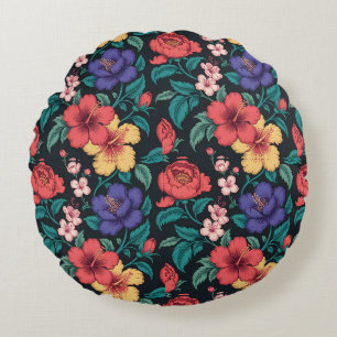 Coussins Ronds Motif répétitif de fleurs sauvages