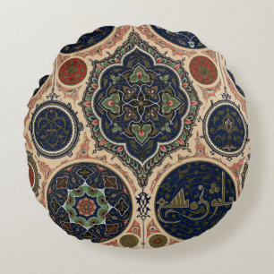 Coussins Ronds Motif rétro arabe complexe