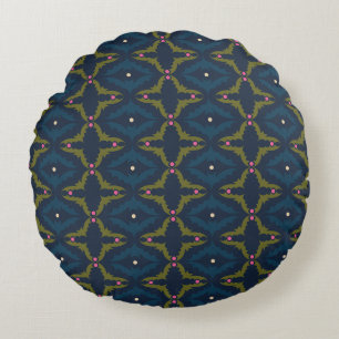 Coussins Ronds Motif Rétro Vintage Deep Blue