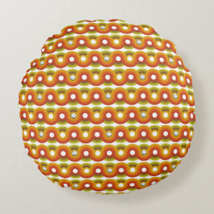 Coussins Ronds Motif Rétro Vintage Smiley N° 02