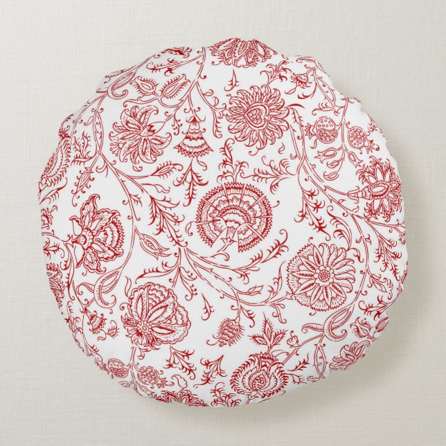 Coussins Ronds Motif rond rouge et blanc (Dos)
