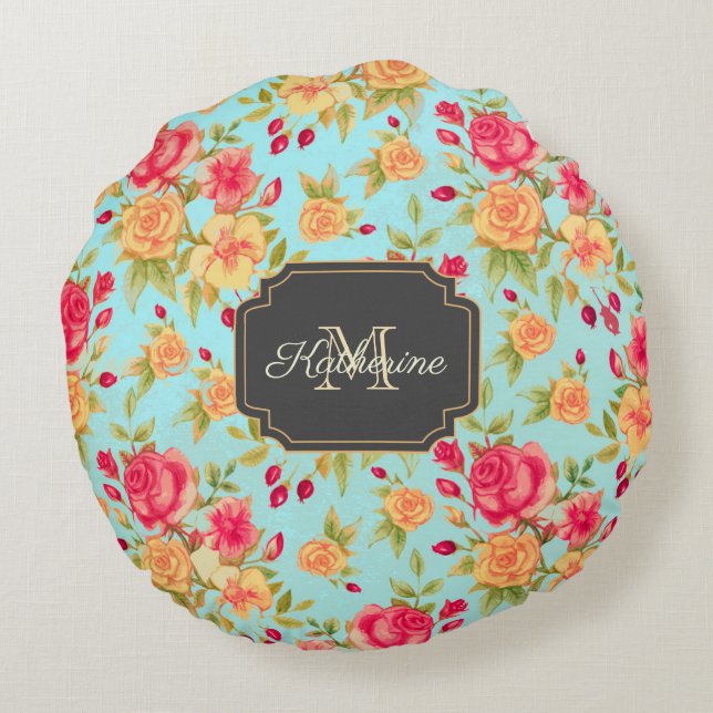 Coussins Ronds Motif rose (Dos)