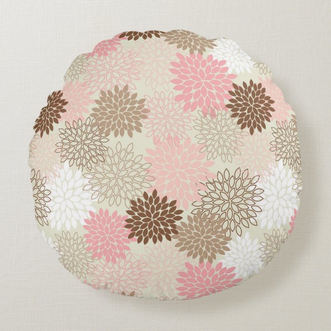 Coussins Ronds Motif rose et Brown de maman (Devant)