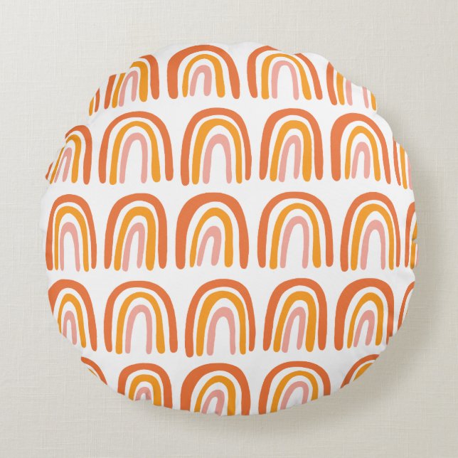Coussins Ronds Motif rose orange arc-en-ciel (Devant)