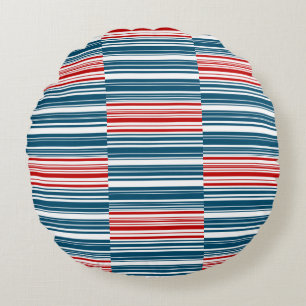 Coussins Ronds Motif rouge blanc rayé