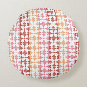 Coussins Ronds Motif rouge géométrique de rayures d'ikat