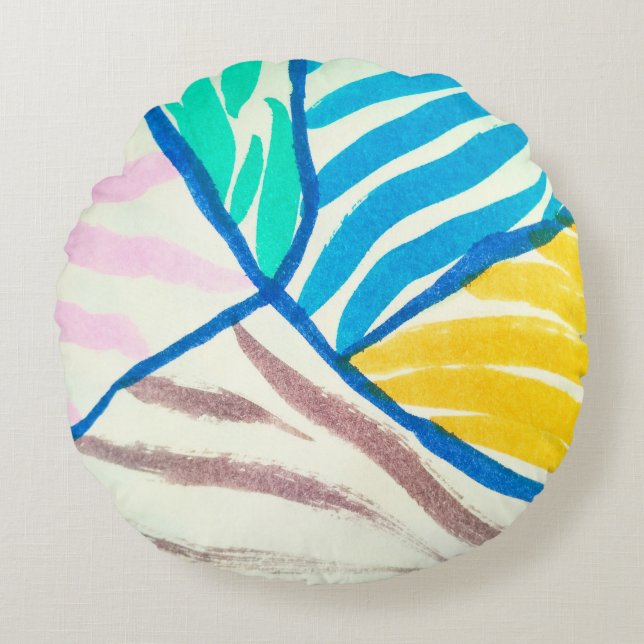 Coussins Ronds Motif sans couture avec avocats. Timbre texturé. v (Devant)