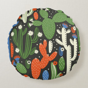 Coussins Ronds motif sans couture avec cactus sur arrière - plan