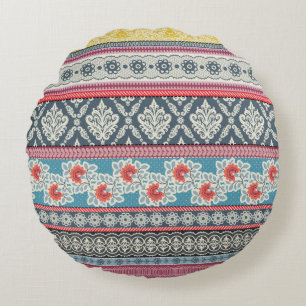 Coussins Ronds Motif sans couture avec carreaux en patchwork.