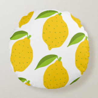 Coussins Ronds Motif sans couture avec citron frais jaune