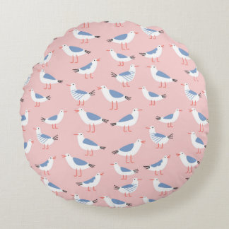 Coussins Ronds Motif sans couture avec de mignons mouettes