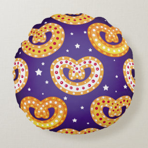 Coussins Ronds Motif sans couture avec des friandises de Noël. Il