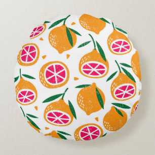 Coussins Ronds Motif sans couture avec des fruits. Timbre texturé
