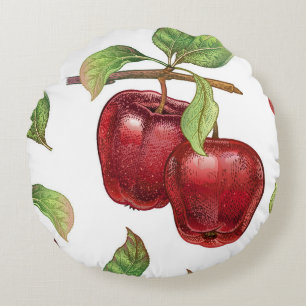 Coussins Ronds Motif sans couture avec des pommes rouges. vinique