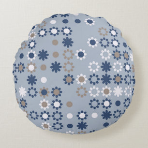 Coussins Ronds Motif sans couture avec éléments colorés, vintage 