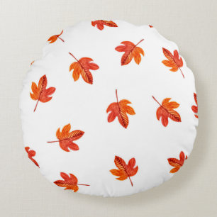 Coussins Ronds Motif sans couture avec feuilles d'automne. Aquare