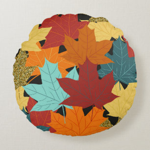 Coussins Ronds Motif sans couture avec feuilles d'érable d'automn