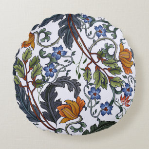Coussins Ronds Motif sans couture avec fleurs dans le style art d