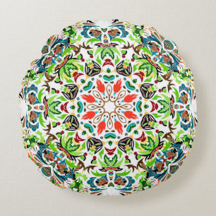 Coussins Ronds motif sans couture avec ornement floral clair. Vi